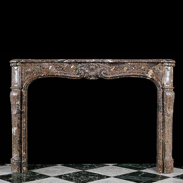 An Antique Louis XV Breche d'Allepe Marble Chimneypiece 
