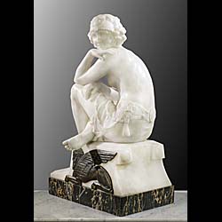  A fine statuary marble Art Deco figure of a young lady  