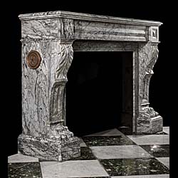 Louis XVI Bardiglio marble fireplace mantel    