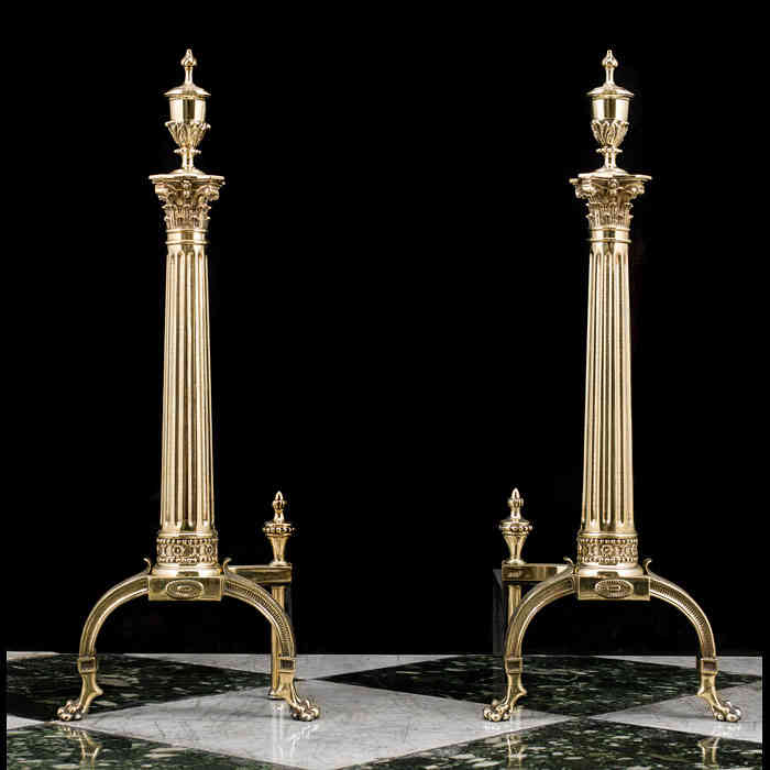 A Pair of Georgian Style Brass Andirons