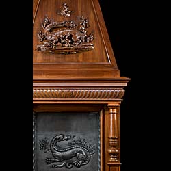 A French Antique Walnut Trumeau Fireplace