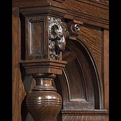  Antique Arts & Crafts carved oak overmantle   
