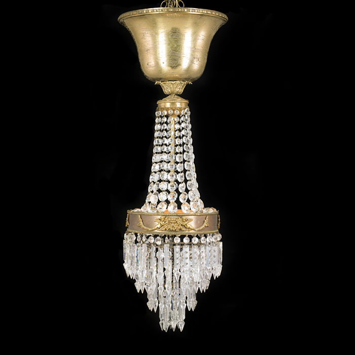 A Cut Crystal Glass Edwardian Chandelier 