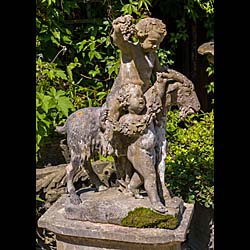 A Pair of Italian Carrara Marble Putti & Goats