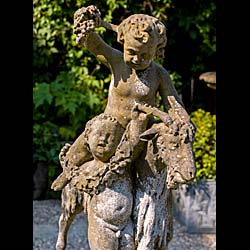 A Pair of Italian Carrara Marble Putti & Goats