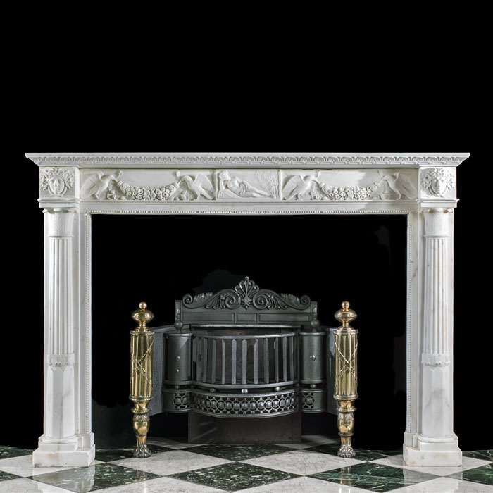 A Regency Carrara Marble Italian Fireplace