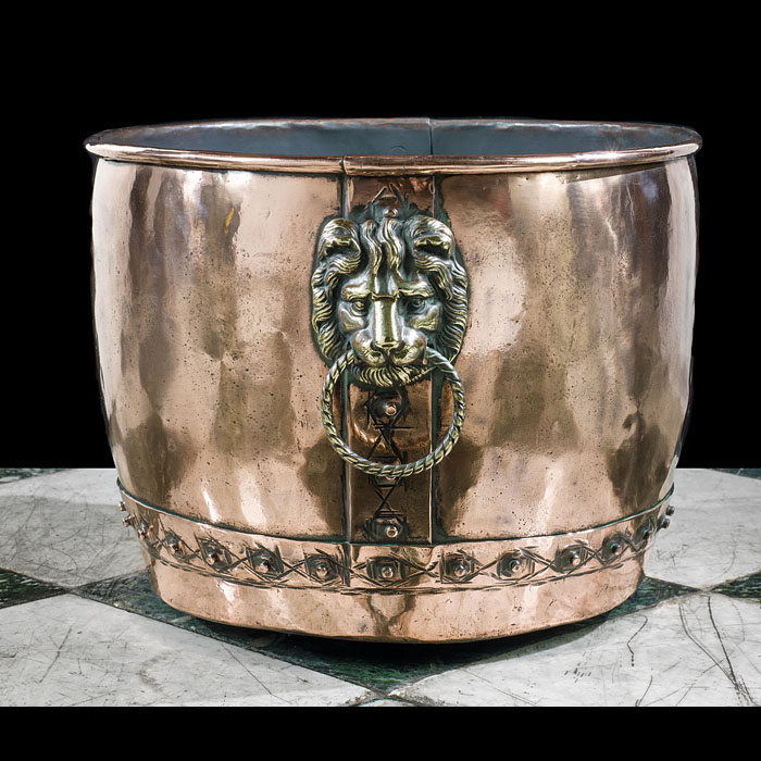 A large Victorian copper and brass log bin    