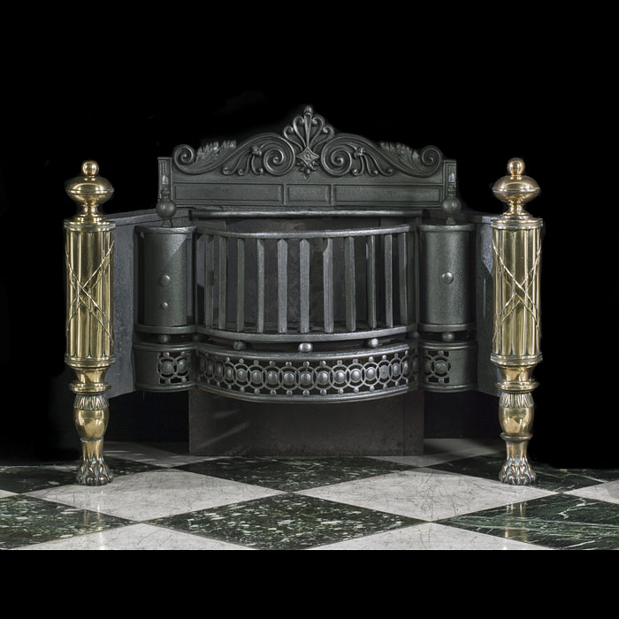  A Large Regency Steel & Brass Fire Basket