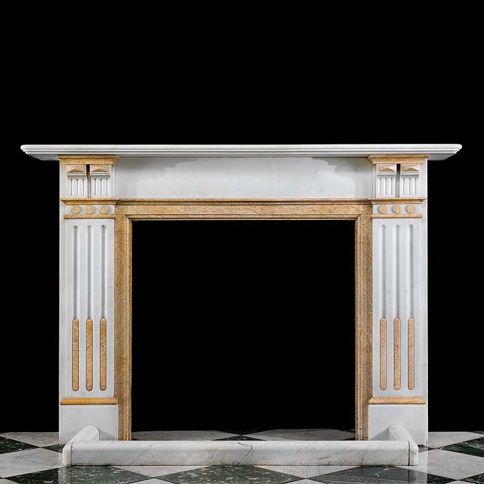 A Crema Valencia Marble Antique Fireplace