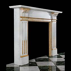 A Crema Valencia Marble Antique Fireplace