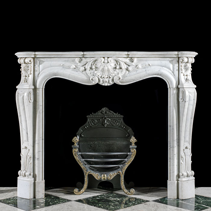 Rococo Carrara Marble Louis XV Fireplace