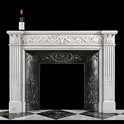 An attractive Statuary Marble antique French fireplace surround and insert   