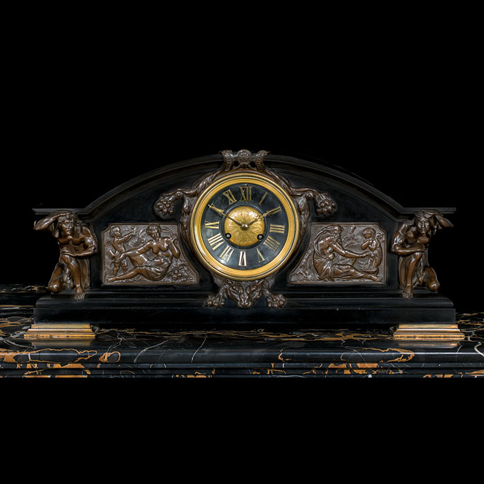 An Unusual Belgian Black Marble Mantel Clock