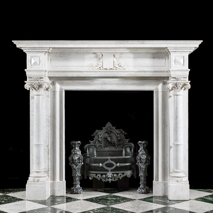  Belgian Columned Marble Fireplace Mantel