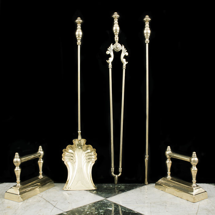 Victorian Brass Fire Irons & Tool Rests