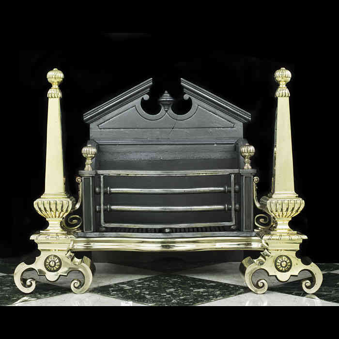 A Large Neoclassical Style Antique Fire Grate