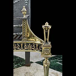 A Regency Style Cast Iron & Brass Fire Grate