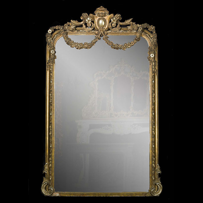 A Large Louis XVI Giltwood Overmantel Mirror