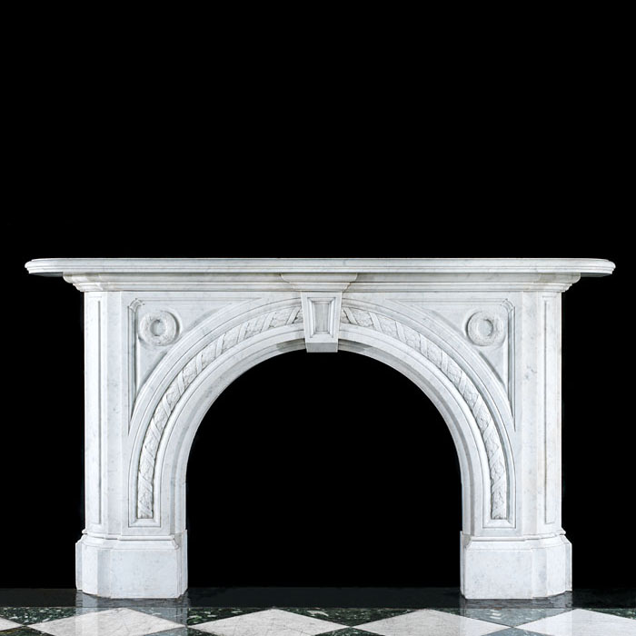 An Arched Carrara Marble Victorian Fireplace