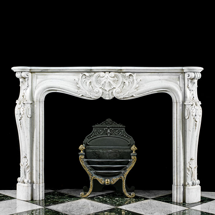 A Louis XV Carrara Marble Fireplace Surround