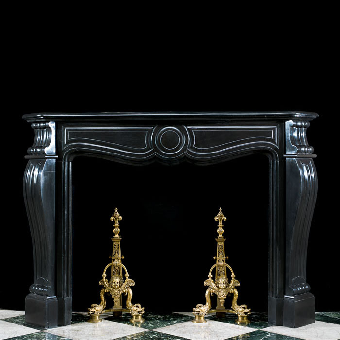 A Black Marble Rococo Style Fire Surround