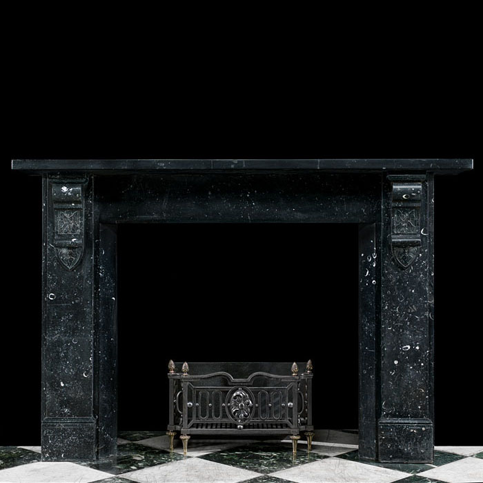 A Black Kilkenny Fossil Marble Fireplace