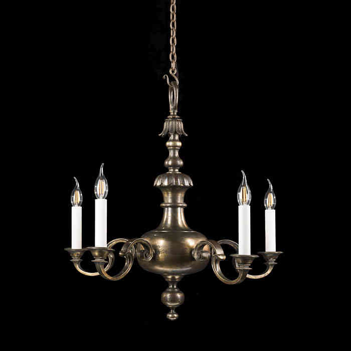 A patinated brass Baroque style chandelier