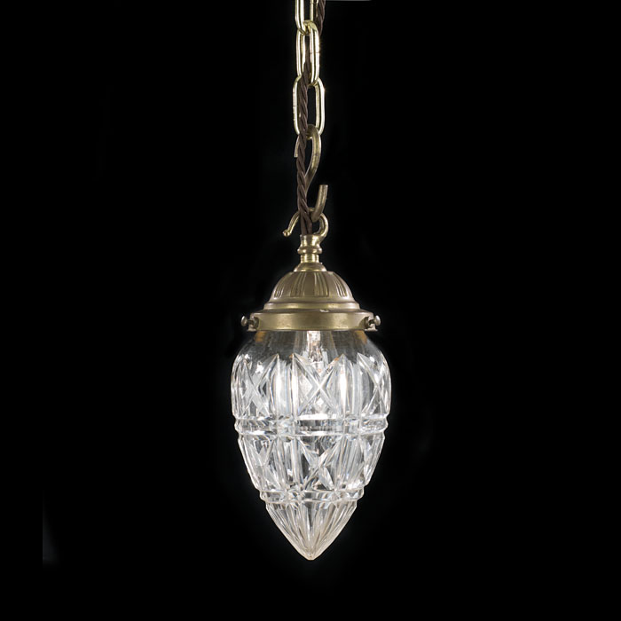 Small Cut Glass Teardrop Pendant Hall Light