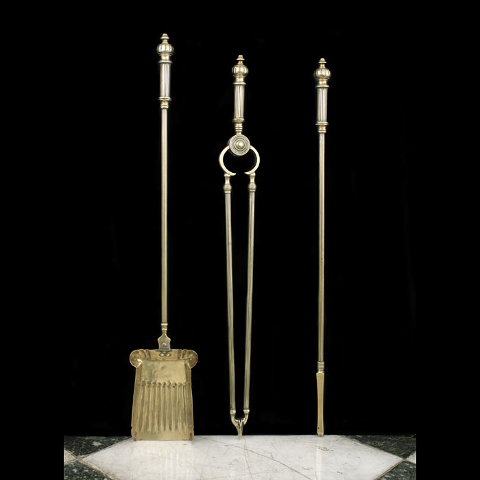 A Set of Three Victorian Brass Fire Tools