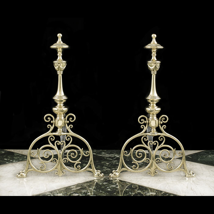 French Classical Style Brass Andirons