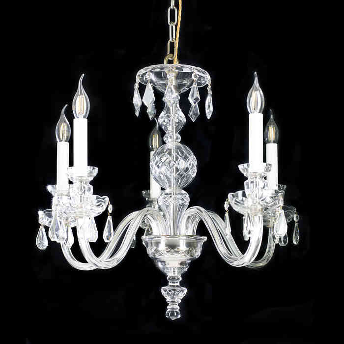  French Cut Glass 6 Arm 1930's Chandelier 