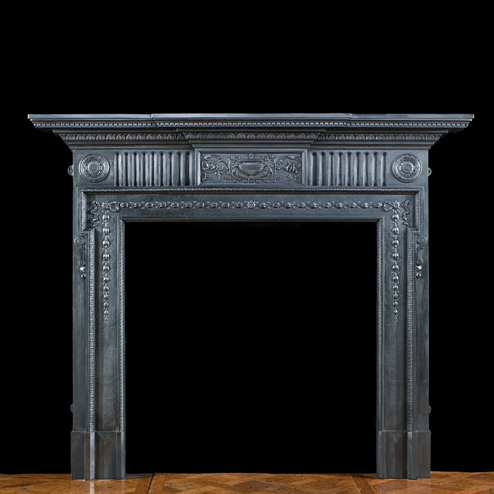 A Large Victorian Cast Iron Fire Surround 