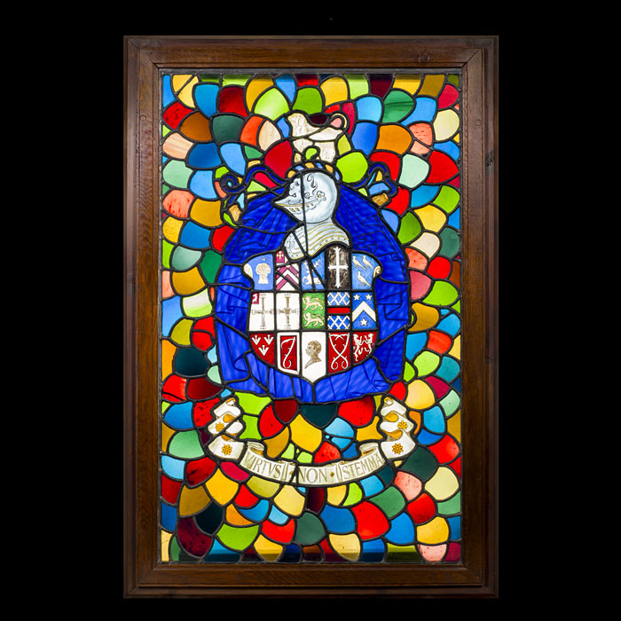 A stained leaded glass chapel window