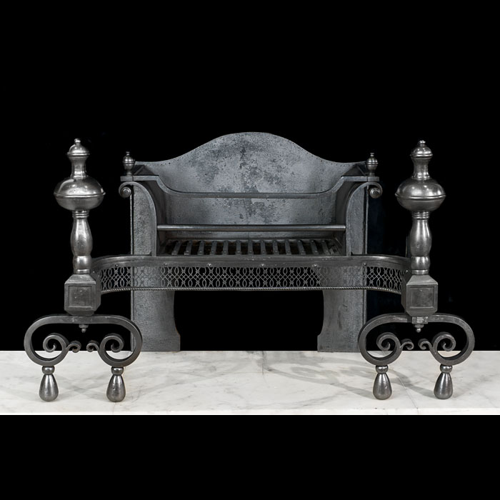 A Victorian steel and cast iron fire basket