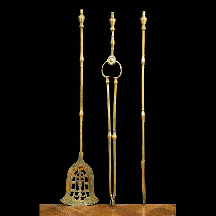 Victorian brass set of three fire tools