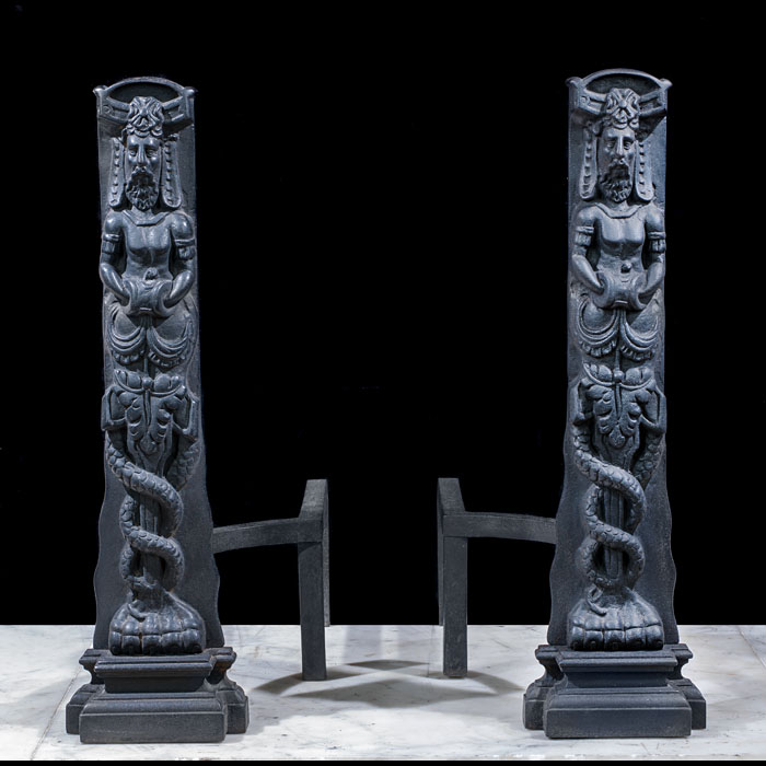 A tall pair of Jacobean Andirons 