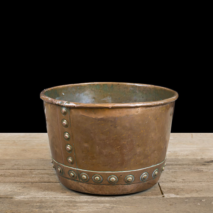 A small late 19th century copper log bin  
