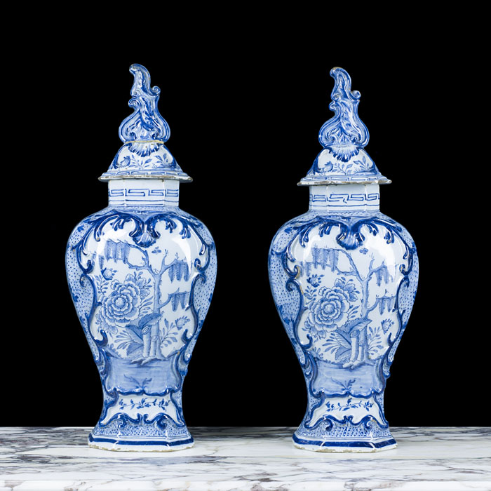 A pair of Dutch Delft 18th century vases 