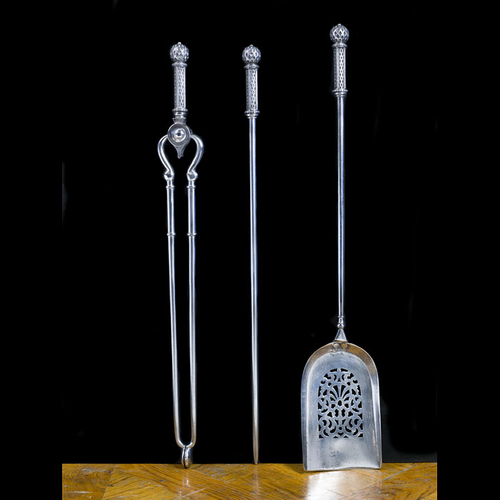  Steel Fire Tools with Ornate Handles 