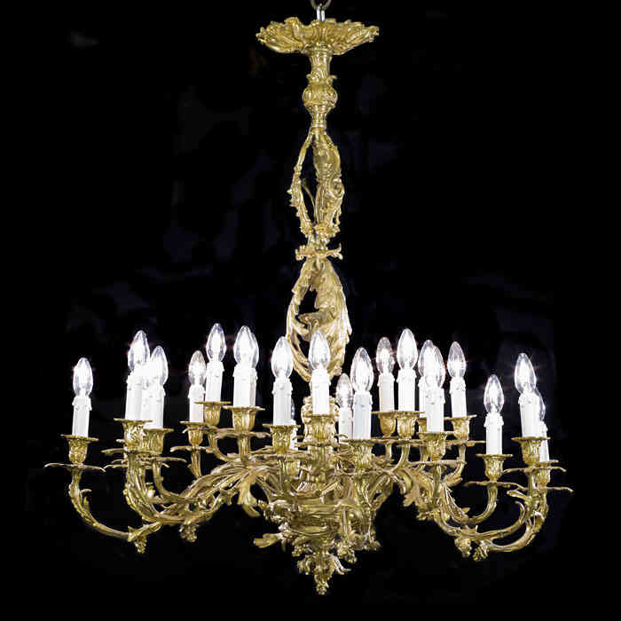 Ornate Large French 24 Branch Rococo Chandelier