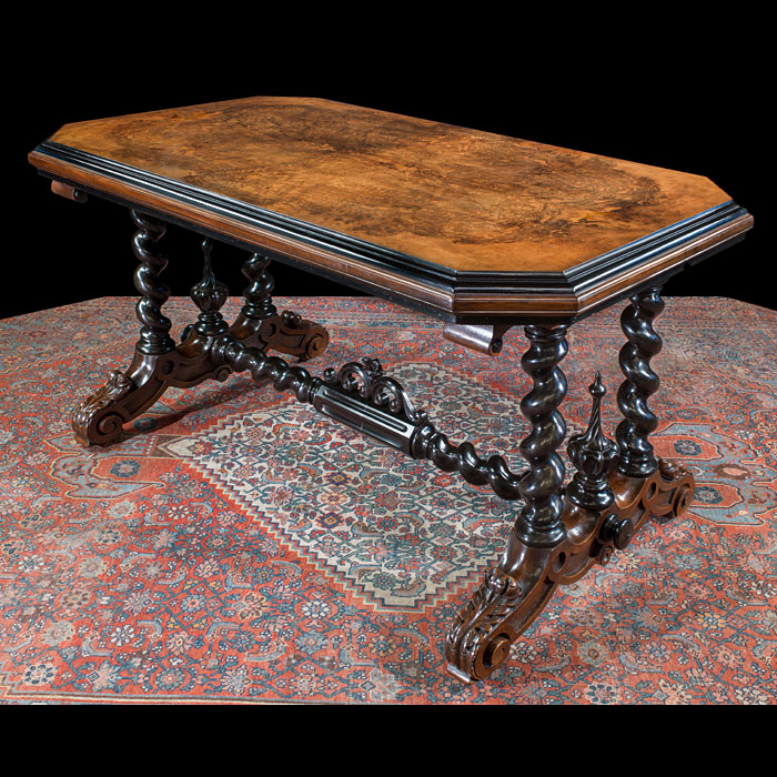  Solid Ebony and Walnut Victorian Table 