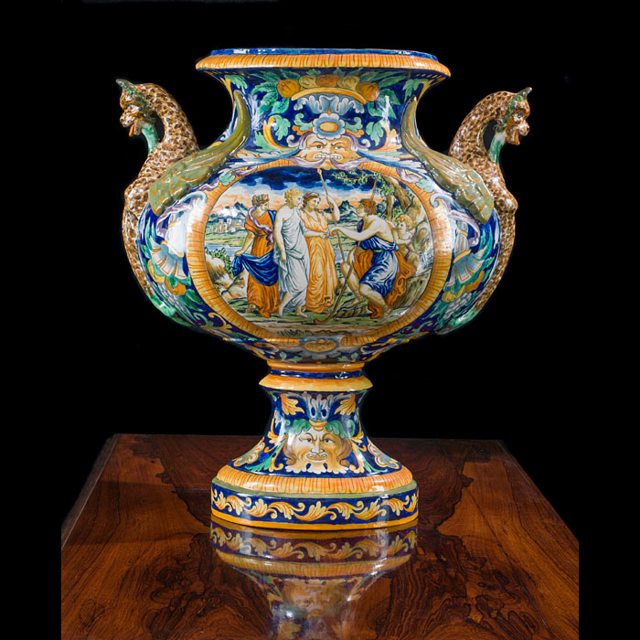 A large antique Italian Maiolica Urn 