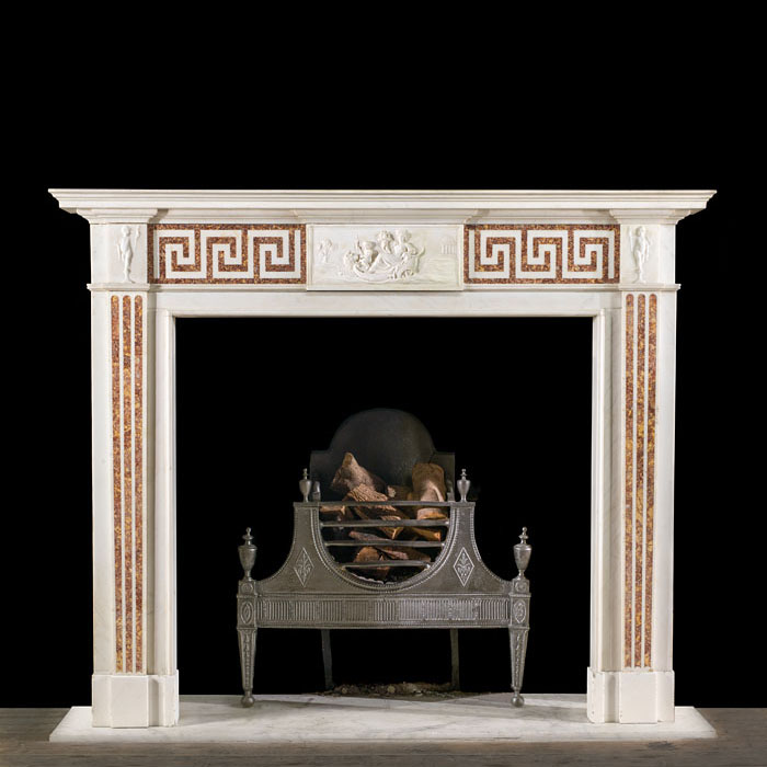 Georgian Statuary and Brocatelle marble fireplace

