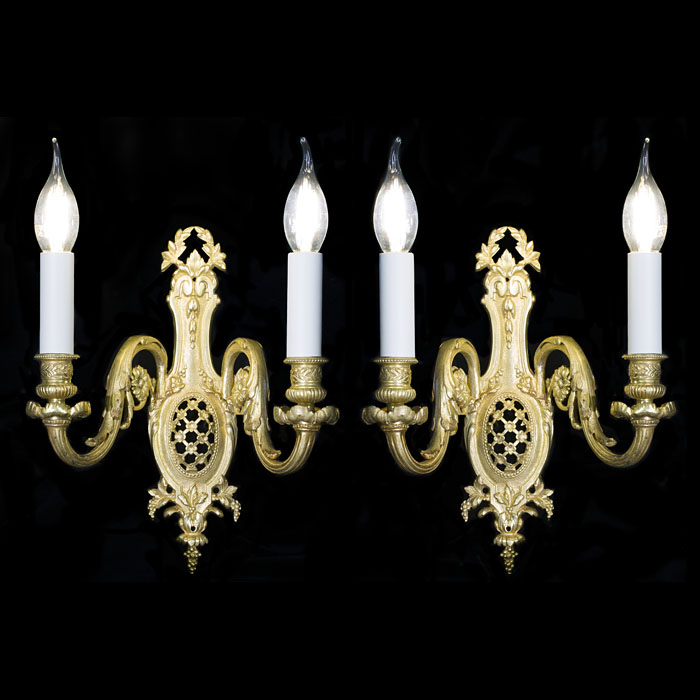 A pair of Gilt Louis XVI ormolu wall lights