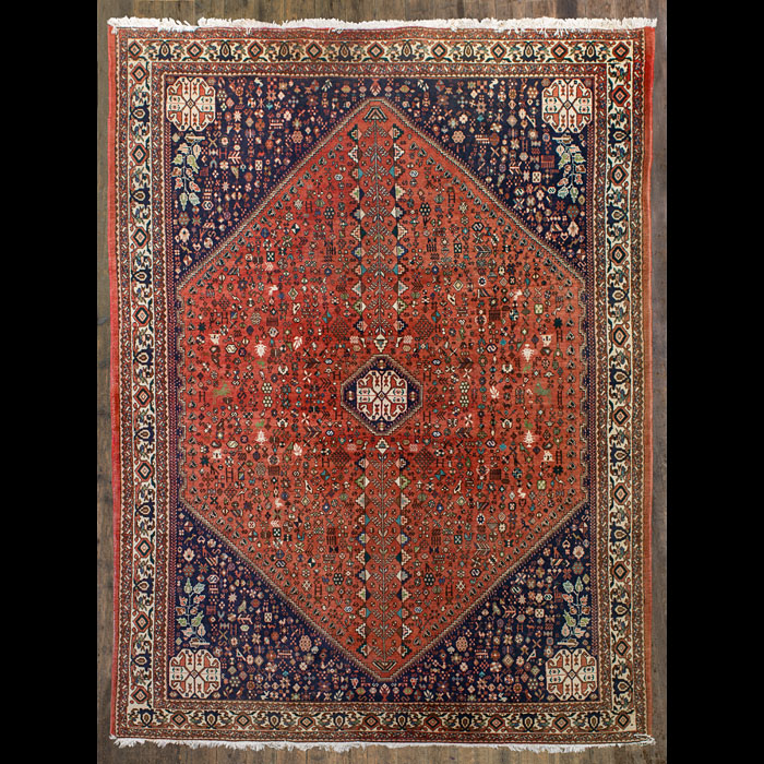  Abadeh Persian Carpet in Blue and Red 
