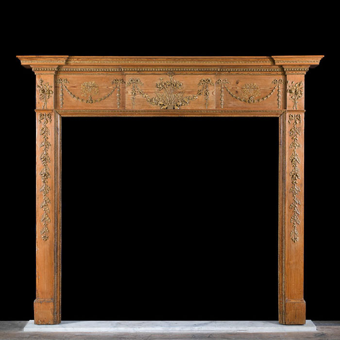 Rare Pine and Composition Chimneypiece 