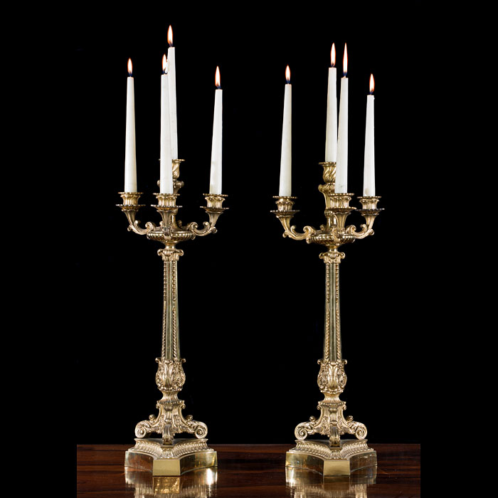  Large Gilt Bronze French Candelabra 