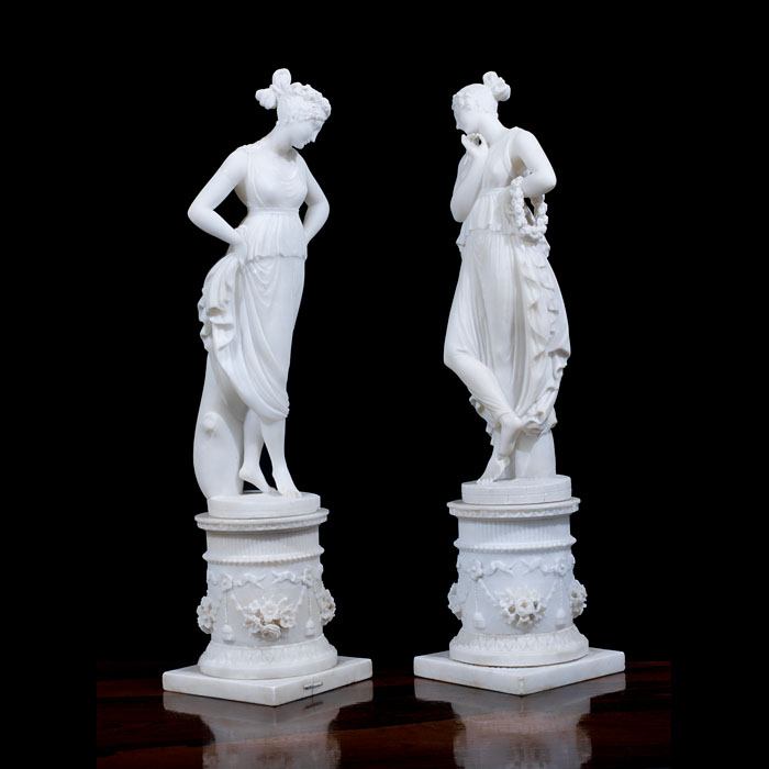 Large Antonio Canova Dancer Sculpture - Greek Cast Marble Museum Copy Statue, 25.6 Inch