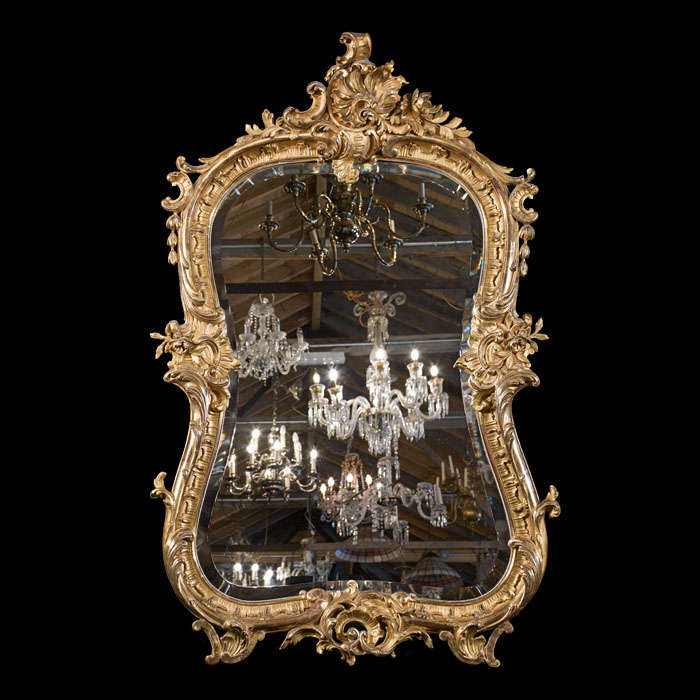 French Rococo Gilt Wall Mirror 