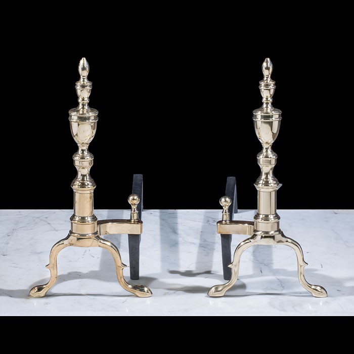 Brass Neoclassical Andirons 